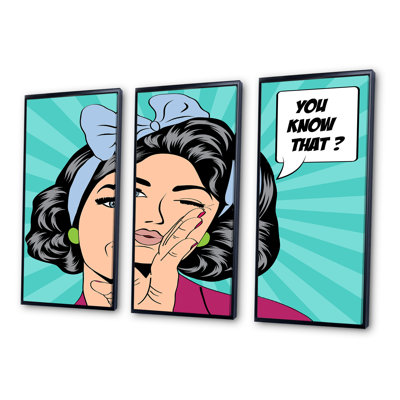 " Woman In Comic Style " 3 - Pieces