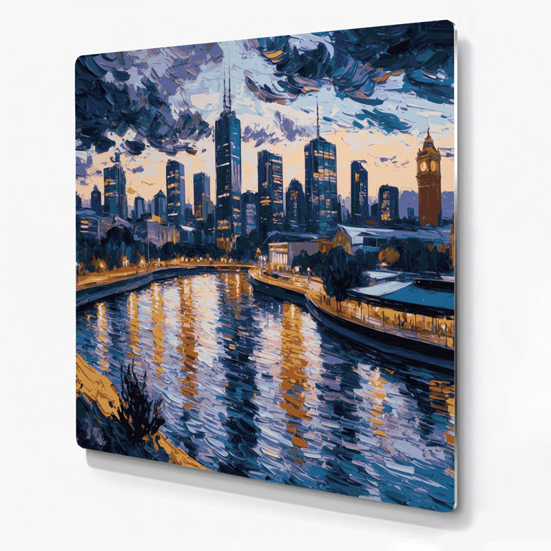 Art mural gris en villes avec villes en Australie, H 12 po x l 12 po