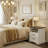 White Compact Nightstand Cabinet With Antique Bronze Pulls-369094753