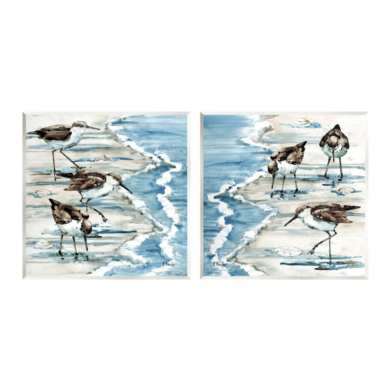 «Sandpipers Grazing Beach Shore», ensemble de 2 plaques murales par Paul Brent