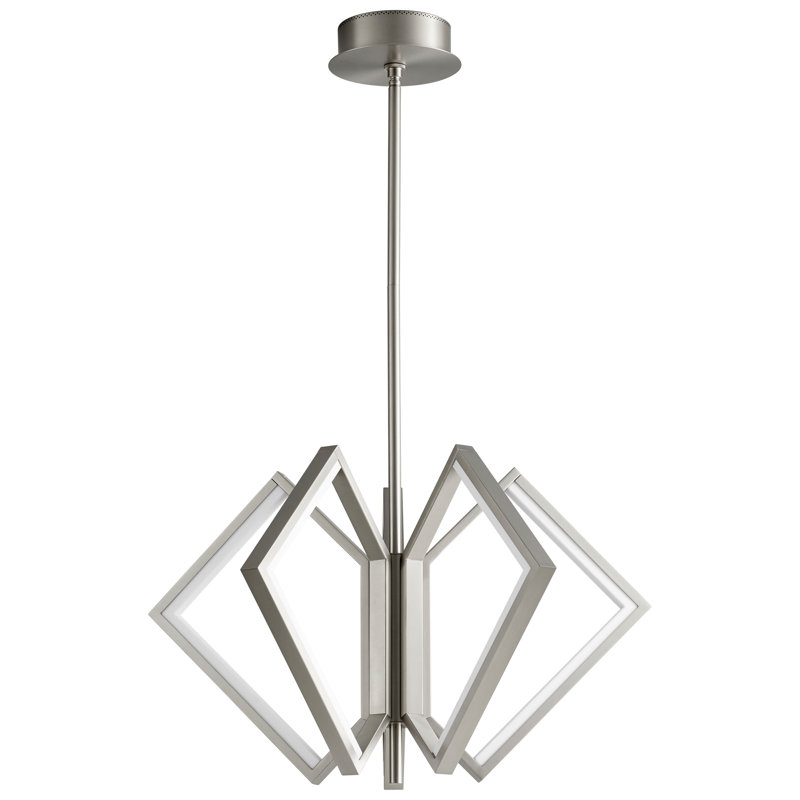 Lustre géométrique unique à 5 lumières Amartya, Nickel satiné, H 34,25 po x l 30 po x P 30 po