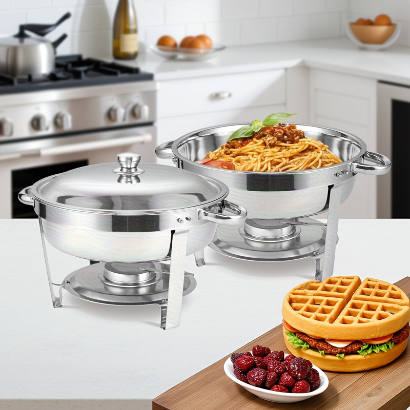 Perossia 2 pièces / ensembles de plats de cuisine en acier inoxydable - Chafers / réchauds pour la maison et l'extérieur pour les fêtes, les mariages, le camping, les dîners