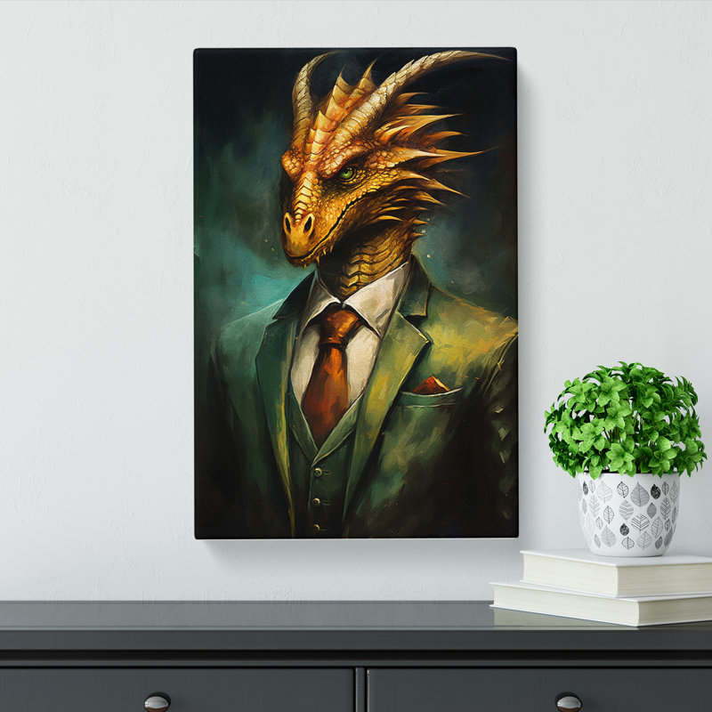 Dragon In A Suit Painting - No Frame Print, 76cm H x 50cm W x 3cm D