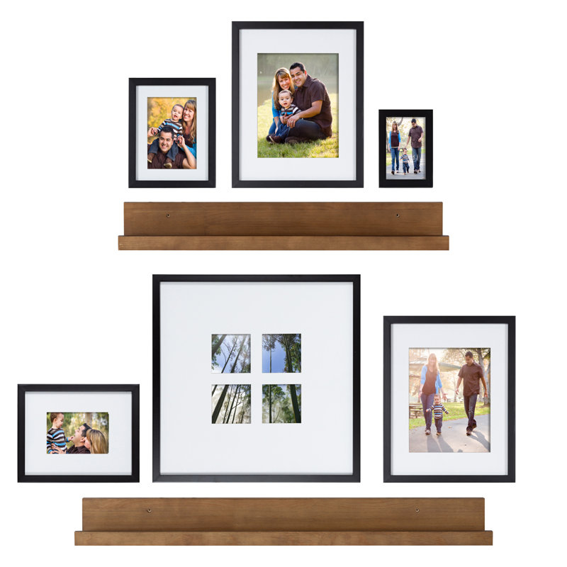 Kinchen Matte Picture Frame - Set of 6 with Mat, Brown/Black