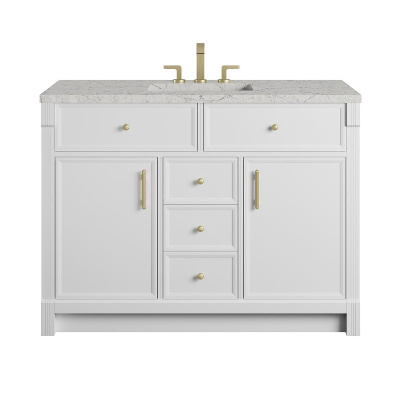 Bellshire 48" W Single Vanity, 48", Eternal Jasmine Pearl Silestone, Bright White