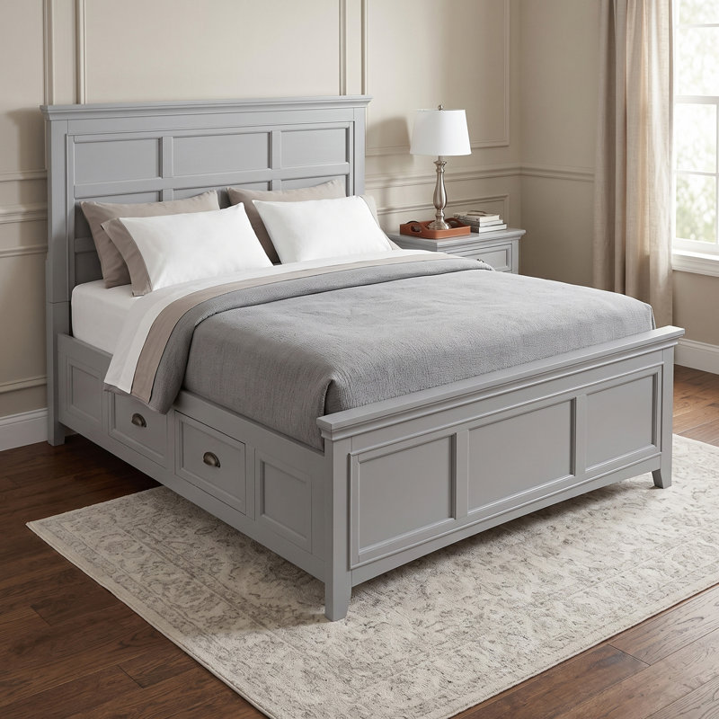 Lit plateforme avec rangement Genesha, Grand, Gris