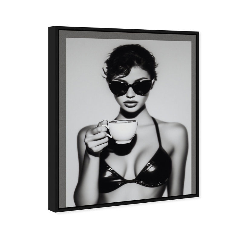 Luxe Latte Print by Oliver Gal, 37"H x 46"W, Black Floater Frame