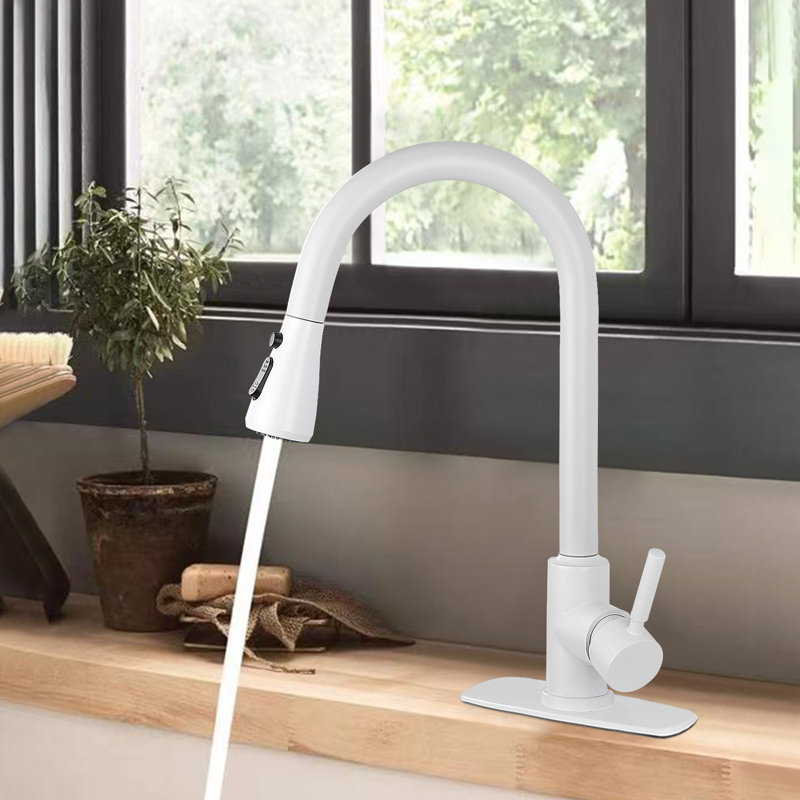 NOVEL Pull Out Kitchen Faucet, White