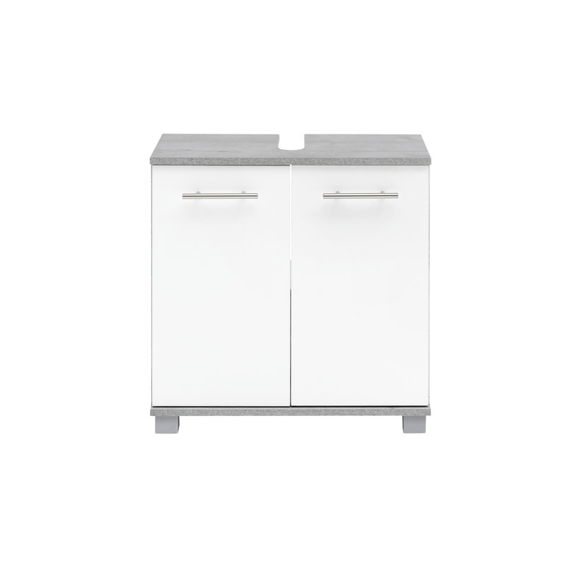 Foolke 59.8cm Single Bathroom Vanity Base Only, Stone Grey/White Matt