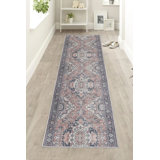 Custom Size Distressed Mahal Design Cotton Backing Rug Runner