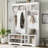 Modern Hallway Hall Tree With Metal Hooks And Storage Space, Multi-Functional Entryway Coat Rack With Shoe Cubbies-745777469
