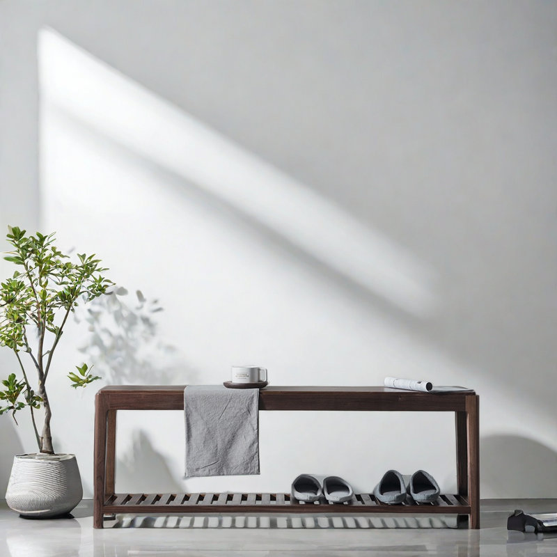 Banc de rangement pour chaussures en bois massif 6 paires