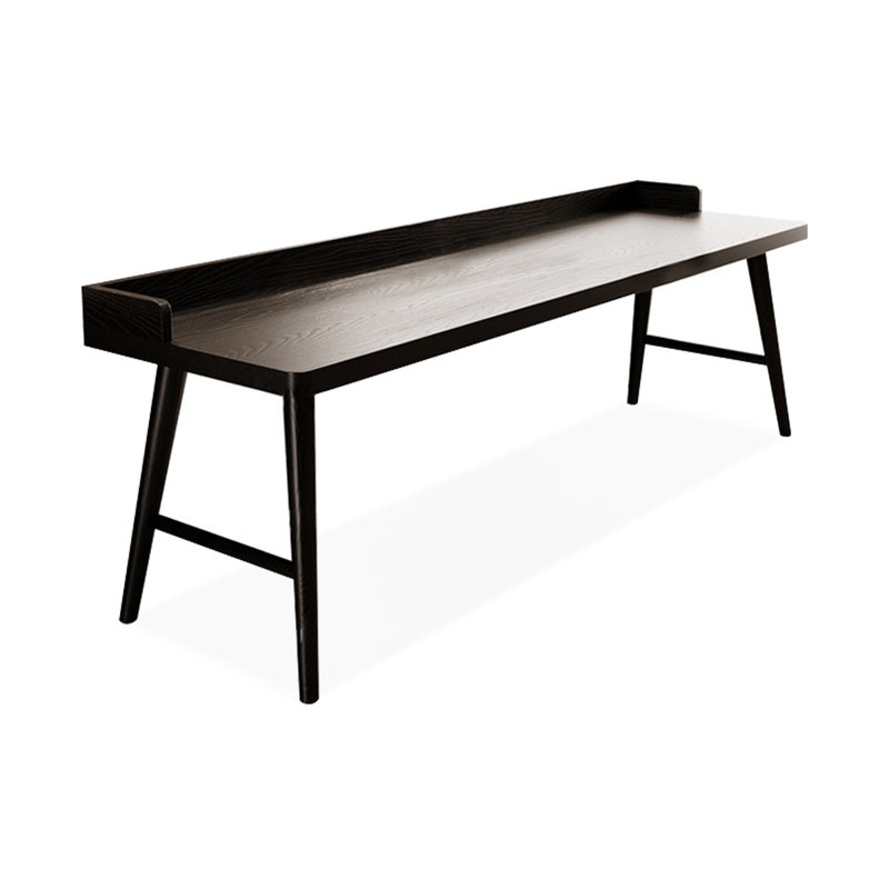 Bureau d'écriture rectangulaire en bois massif noir, H 29,53 po x l 86,61 po x P 27,56 po