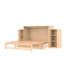 Lit double doré avec tiroirs et tablettes pour le rangement, espaces de bureau à domicile appropriés, tablettes de rangement en pin, chambres d'amis dans les petits appartements, structure