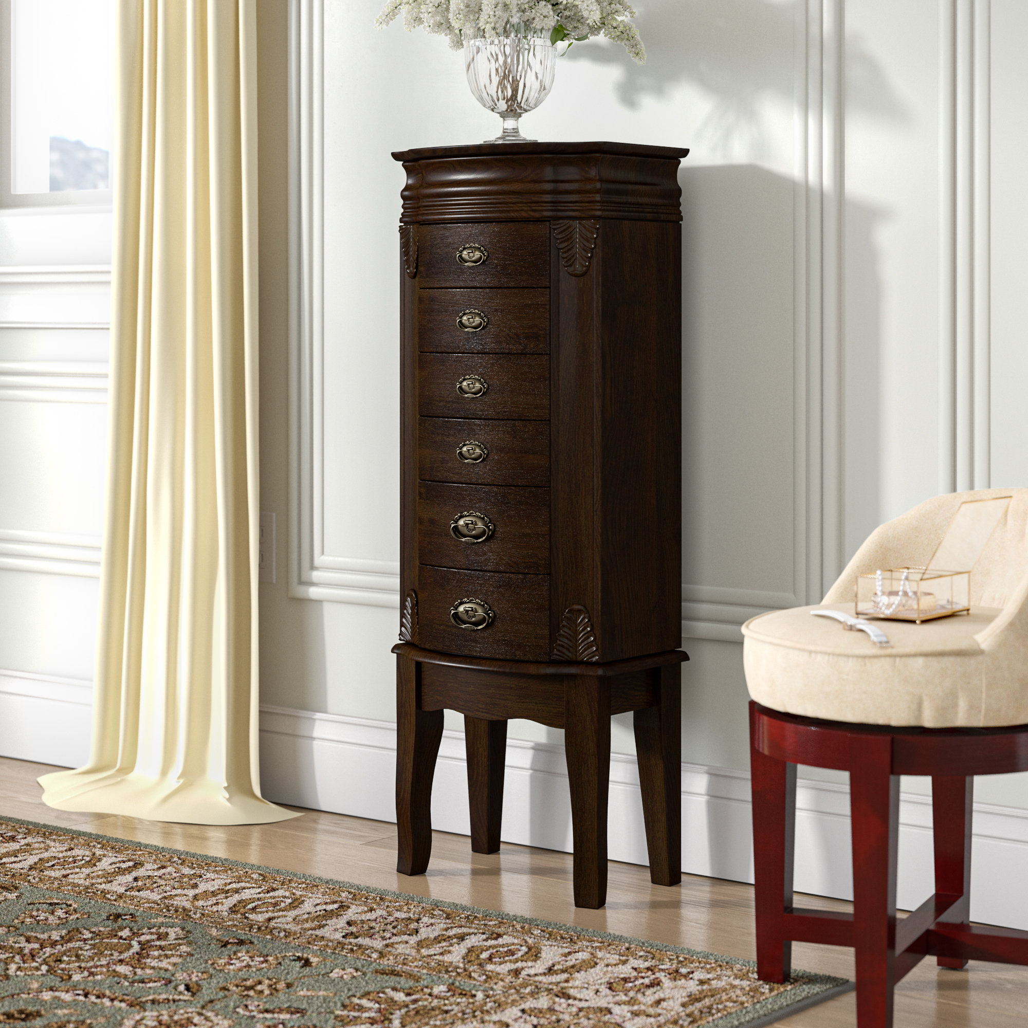 Alcott Hill® Casias Transitional Jewelry Armoire in Espresso & Reviews