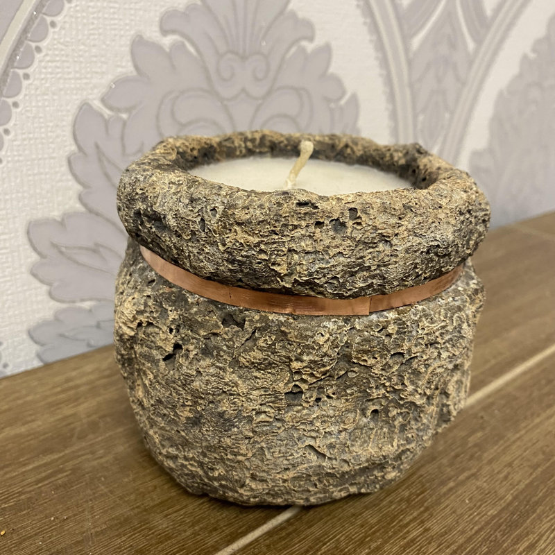 Unscented Jar Candle with Stone Holder