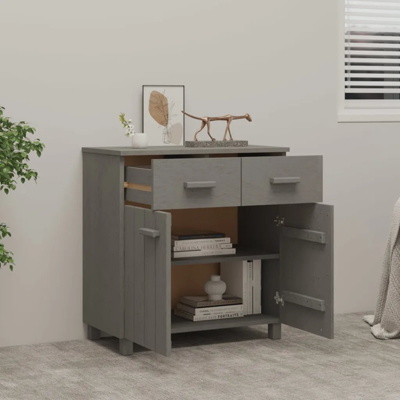 Gwenevieve 79cm Solid Wood Sideboard, Light Grey