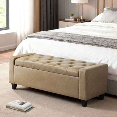48.8" W Faux Leather Upholstered Storage Bench