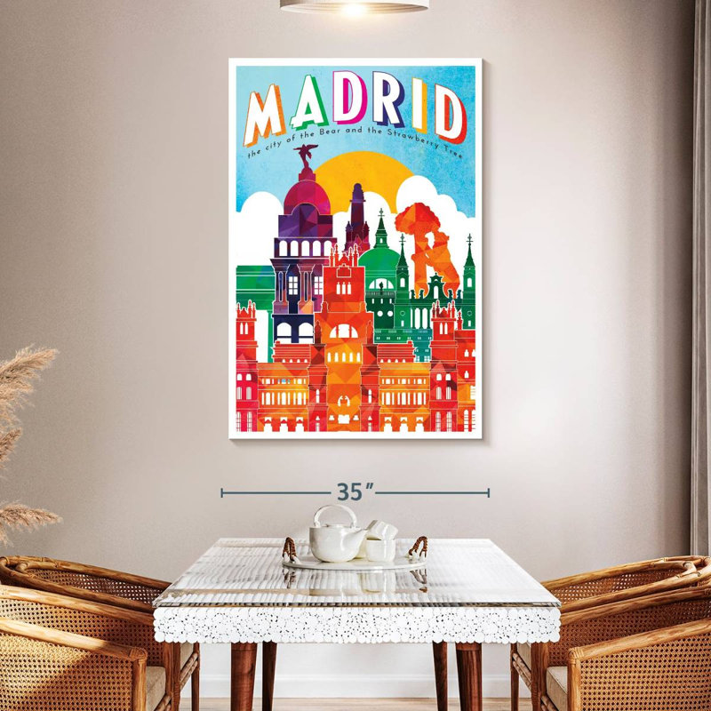 Affiche rétro de Madrid, Madrid, H 51 po x l 34 po
