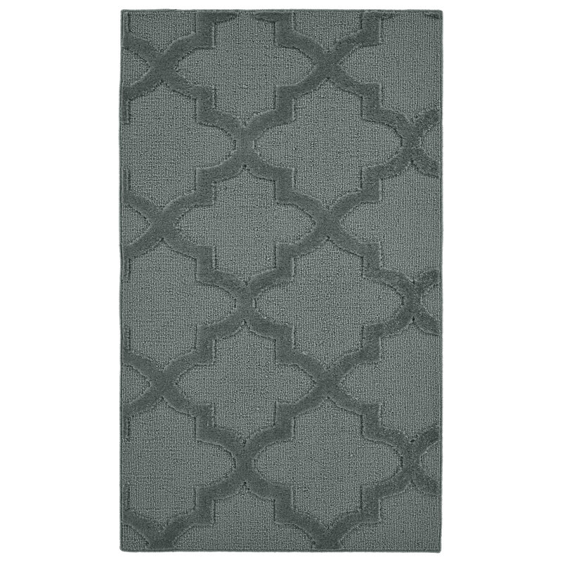 Sea Foam Nasturtium Cut-loop Trellis Area Rug by, Rectangle 3' x 5'
