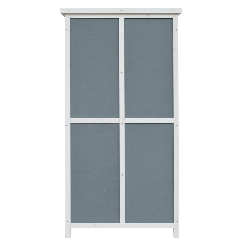 54" Two - Tone Storage Shed in Grey & White - Sloped Roof, 5 Customizable Compartments, Ideal for Outdoor Storage
