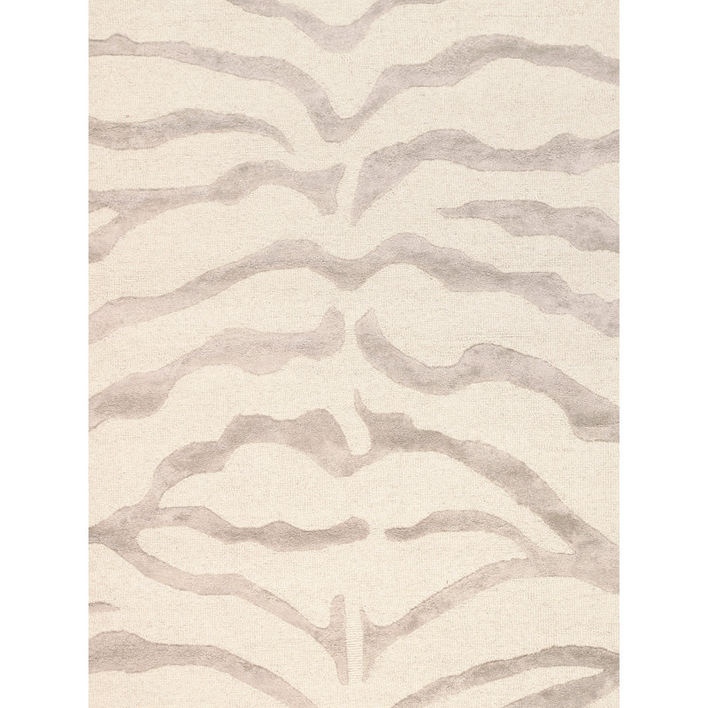 Tapis beige / brun touffeté à la main à imprimé animal, Rectangle 6 pi x 9 pi