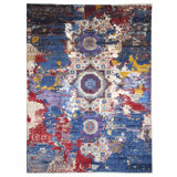 High-Quality Hand-Knotted Navy And Red Area Rug