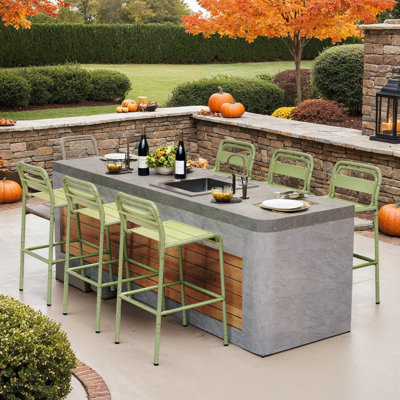 Ensemble de 6 tabourets de bar d'extérieur (SANS TABLE), fabrication en fer avec finition thermolaquée pour patio ou barbecue