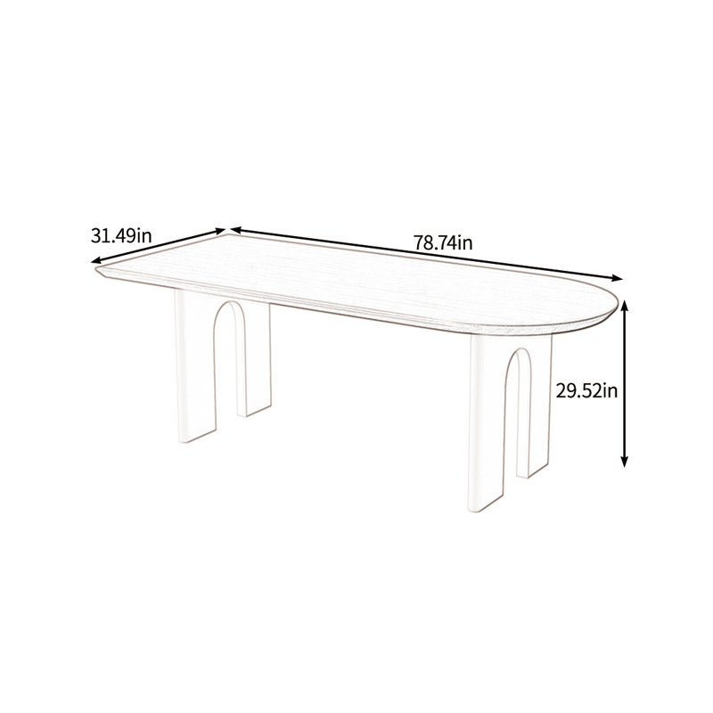 Solid wood large board dining table, 29.52"H x 78.74"L x 31.49"W