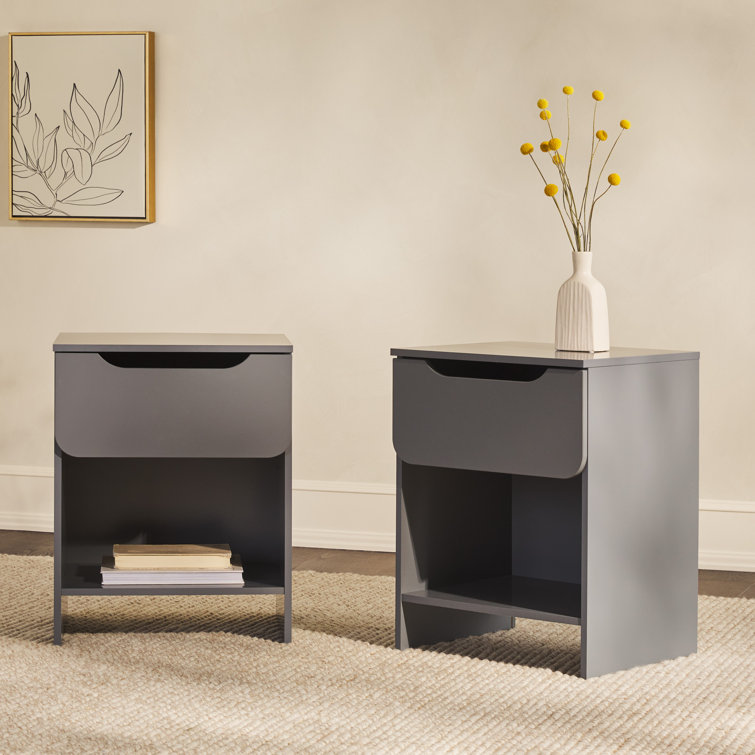 Carmet 1-Drawer Nightstands with Storage Cubby