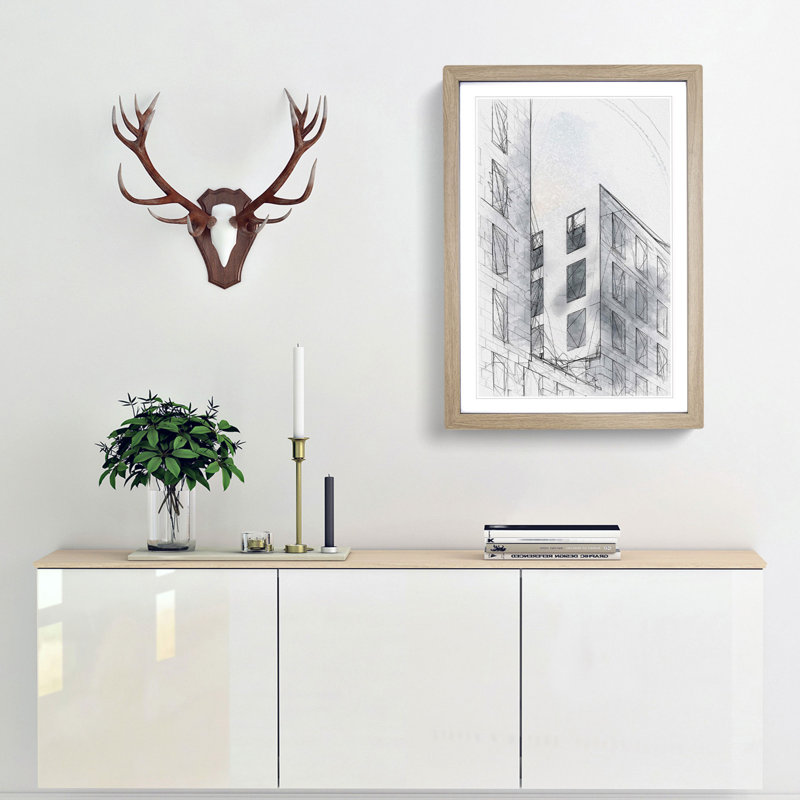 Sketching the Architecture Vol.45 - Picture Frame Drawing Print, 36cm H x 27cm W x 2cm D, Oak Framed