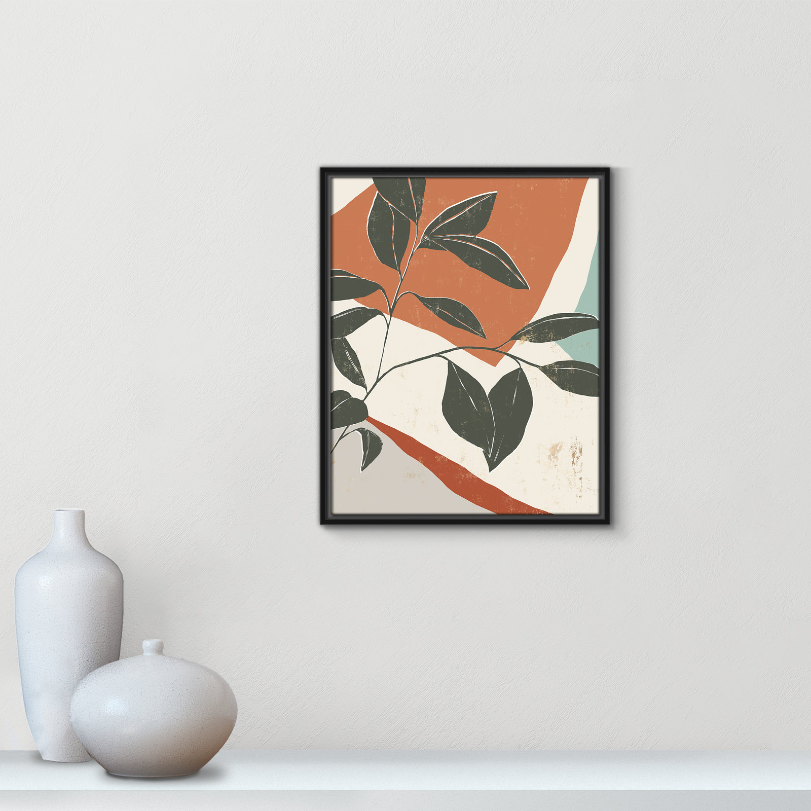 Cutout Leaves "Cutout Leaves I" Print, 21.5" H x 17.5" W x 2" D, Black Framed