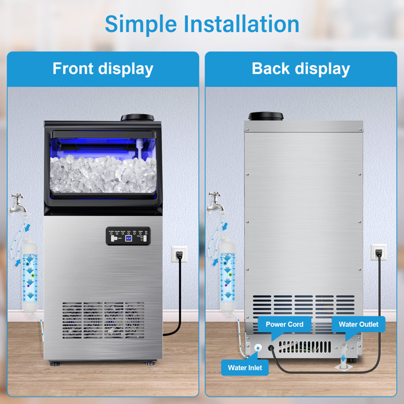 120 Lbs/day Ice Maker, Built-in/freestanding With 40 Lbs Bin, Flip Door, Scoop & Water Filter