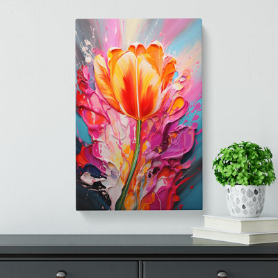 Tulip Flower Action - Wrapped Canvas