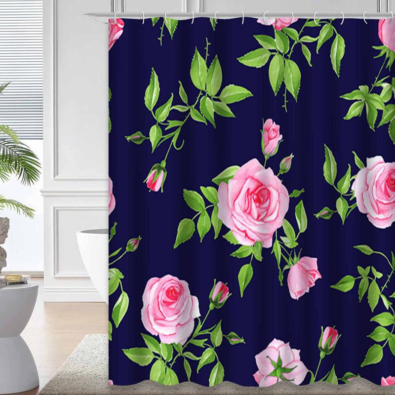 Rideau de douche rétro avec 12 crochets, 72" L x 78" W