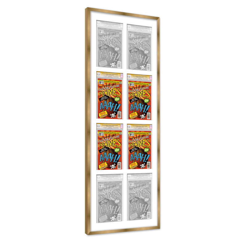 Wood Picture Frame with Mat, 8.125" x 13", White/Gold, 30" x 58.5"