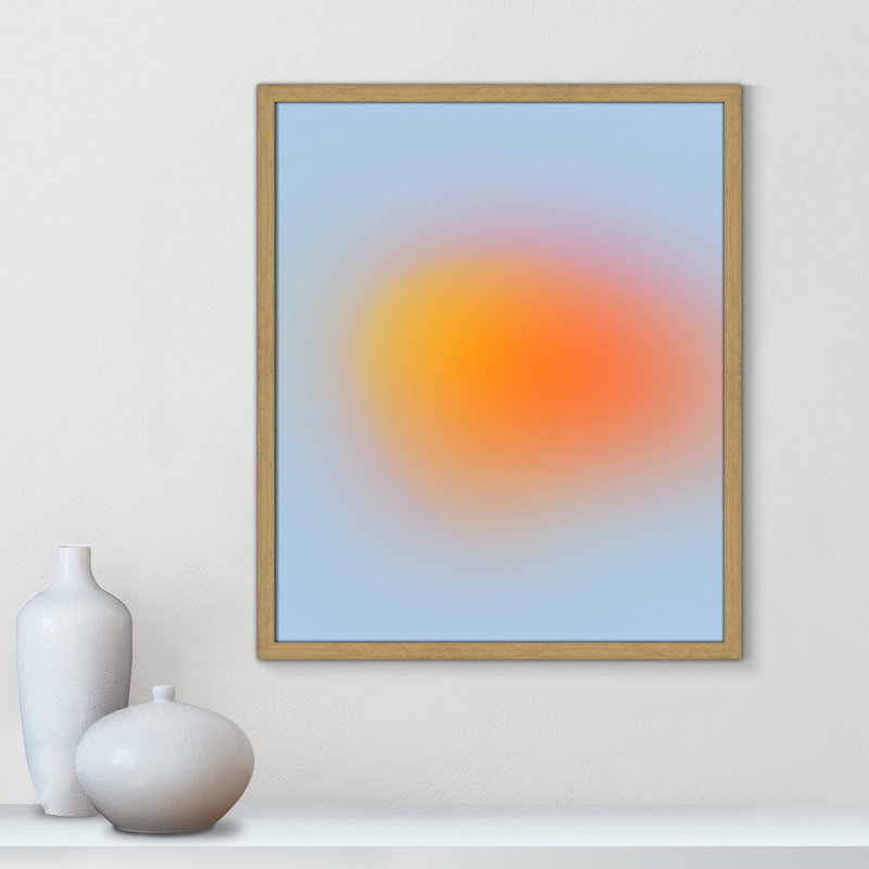 " Neon Orange Glow " by My Mind, Natural Slim Unmatted Picture Framed, 25.5" H x 21.5" W x 1.25" D  