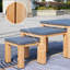 Ensemble de 3 tables d'appoint carrées d'extérieur en aluminium - Plateaux gris anthracite avec pieds en bois de teck - Tables gigognes antirouille