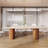 Conference Table With Unique Travertine Slab Top And Semi-Circular Stripe Base
