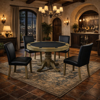 Table de poker 48 po en ardoise avec ensemble de chaise de salle à manger et table à langer de la salle de jeux RAM