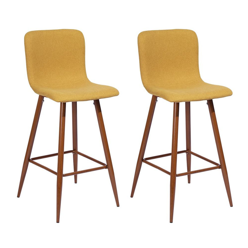 Frye Upholstered Counter Stool with Metal Frame, Yellow