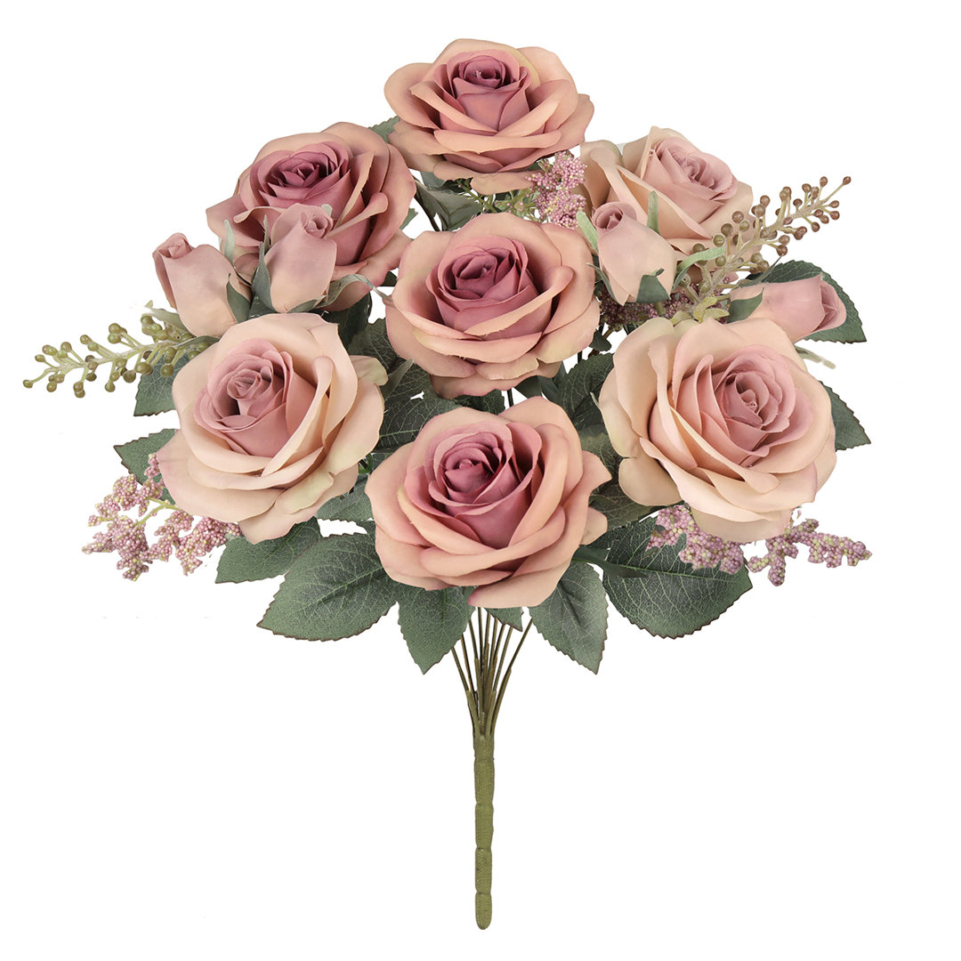 Rose Arrangement (Set of 2) Primrue Flowers/Leaves 