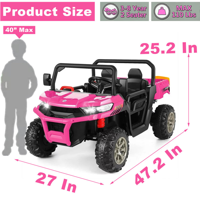 Pink 24V Kids Ride-On Truck with Remote Control and Electric Dump Bed