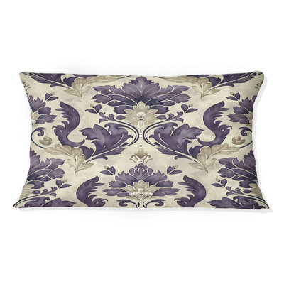 Coussin lombaire mauve beige damassé Elegance I