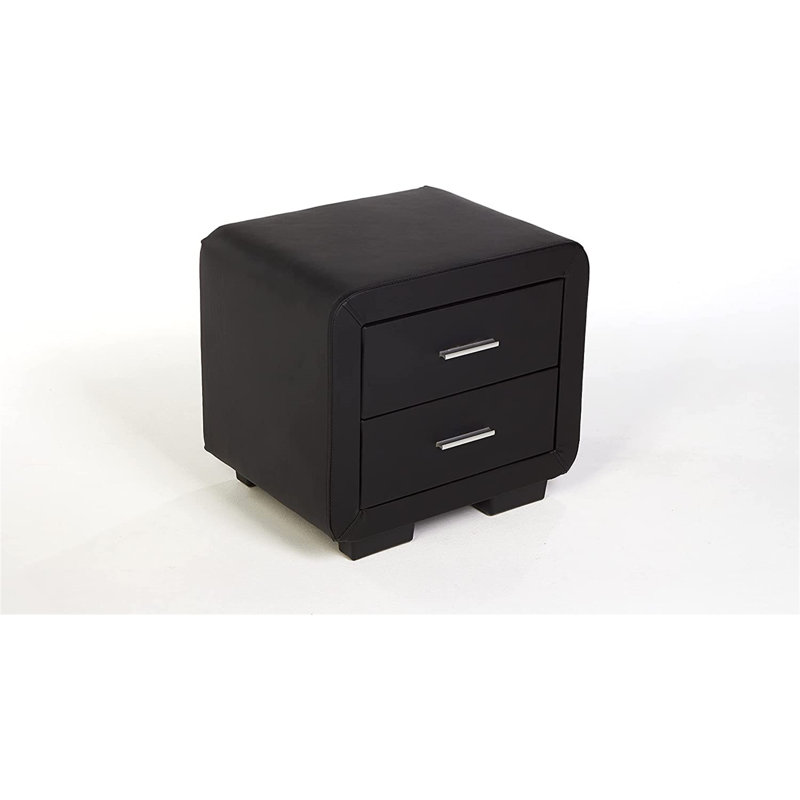 Fiep 52cm W Iron Bedside Table, Black