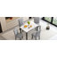 Ensemble de table de salle à manger 5 pièces pour 4 personnes, table de cuisine moderne et ensemble de 4 chaises, table de salle à manger en marbre avec 4 chaises rembourrées pour petits espaces (blanc / gris clair + noir)