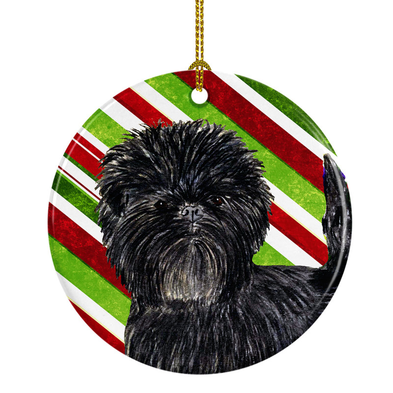 Ornement figurine suspendu en céramique de noël affenpinscher