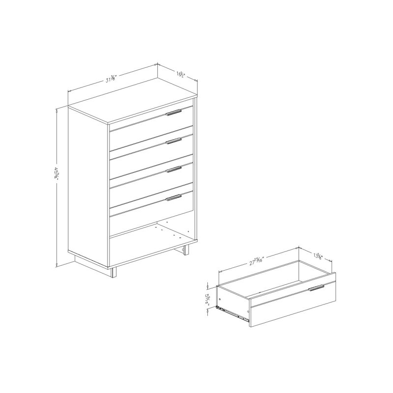 Fynn Kids 5 - Drawer Chest, Winter Oak/NotSturdy