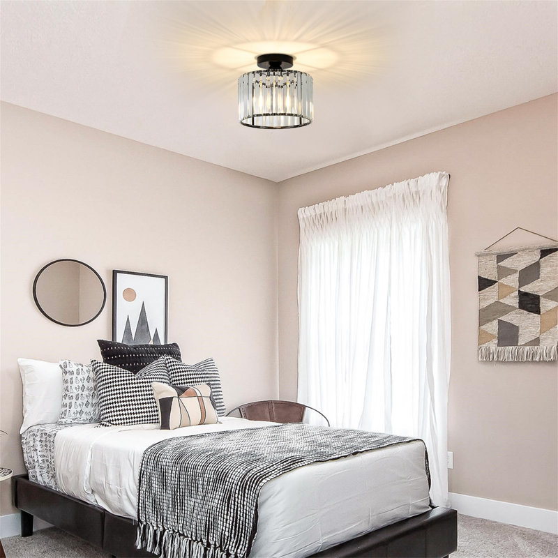Aishlinn Crystal Flush Mount, Black