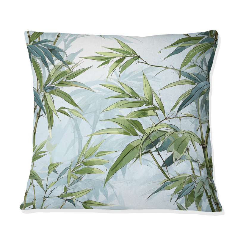 Tropical Zen Bamboo III - Floral Polyester Throw Pillow, 16"H x 16"W